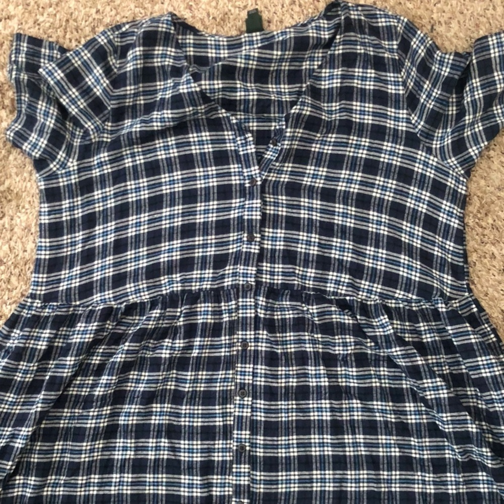 Wild Fable midi dress. Size xxl Rayon, cotton short sleeve, navy, white